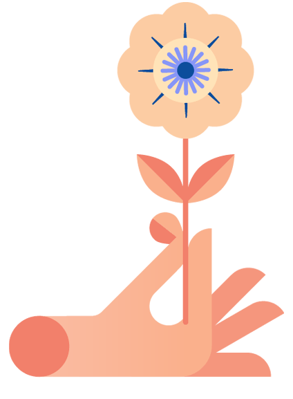 Illustration d'une main avec une fleur